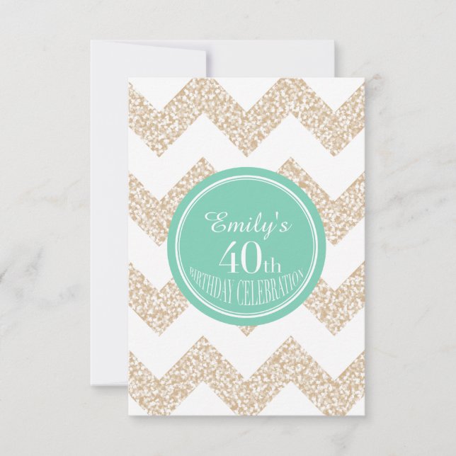 Chevron 40th Birthday Party Choose Color Flat Card (Front)