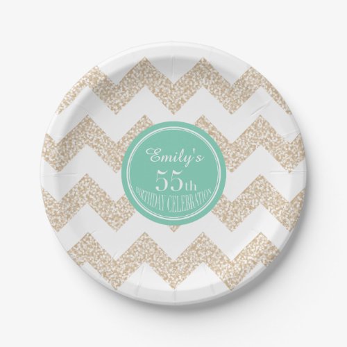 Chevron 55th Birthday Paper Plate Choose Color