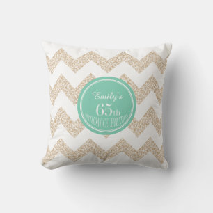 Chevron 65th Birthday Celebration Pillow with name