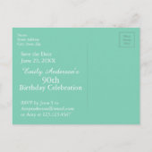 Chevron 90th Birthday Save the Date Choose Color P Announcement Postcard (Back)