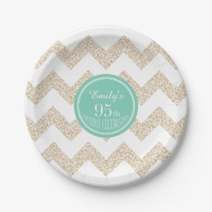 Chevron 95th Birthday Paper Plate Choose Color