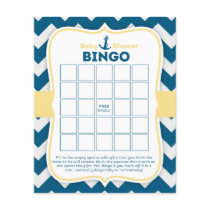 Chevron Anchor Nautical Baby Bingo Card