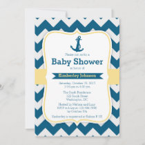 Chevron Anchor Nautical Baby Shower Invitations