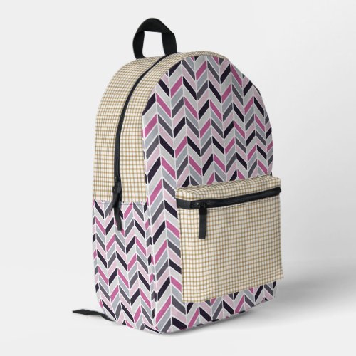 Chevron and Check Pattern Print Cut Sew Backpack