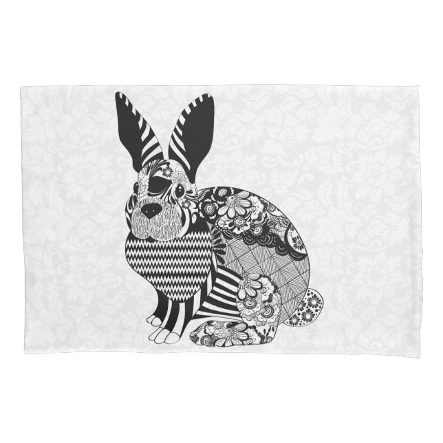 Chevron And Floral Rabbit Pillow Case (Front)