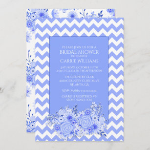 Chevron and Flowers Bridal Shower Invitation