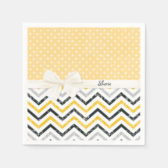 Chevron and Polka Dots Paper Napkins (Front)