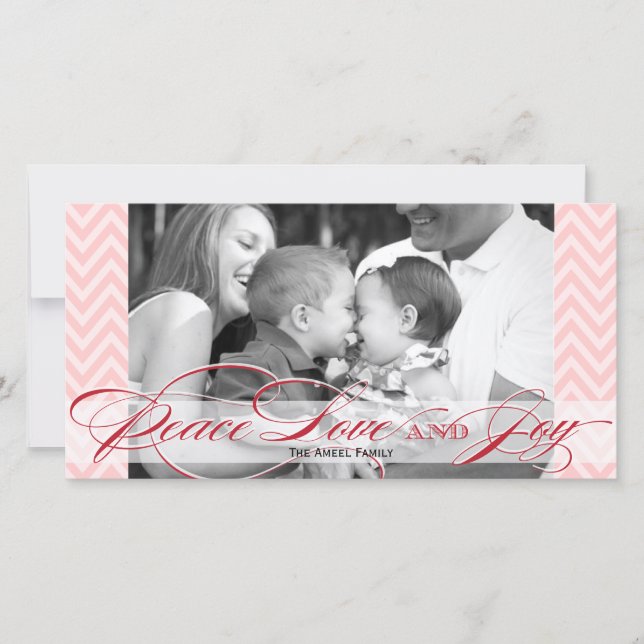 Chevron and Script Holiday Photo Card (Front)