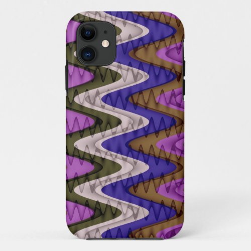 Chevron and Wavy Stripes Pattern 5 iPhone 11 Case