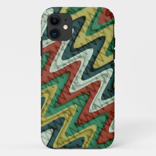 Chevron and Wavy Stripes Retro Pattern 3 iPhone 11 Case