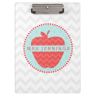 Chevron Apple Quatrefoil Teacher Clipboard