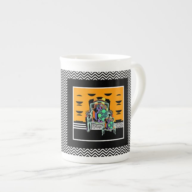 Chevron Armchair Collage  Bone China Mug (Front Right)