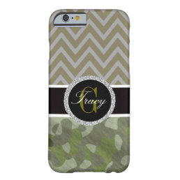 Chevron Army Pattern With Monogram Barely There iPhone 6 Case
