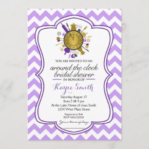 Chevron Around the Clock Bridal Shower Invitation