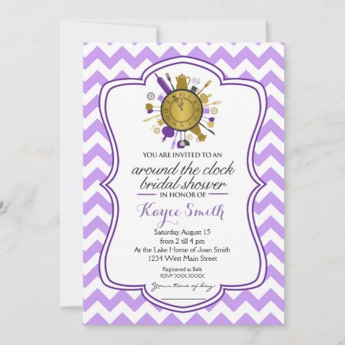 Chevron Around the Clock Bridal Shower Invitation