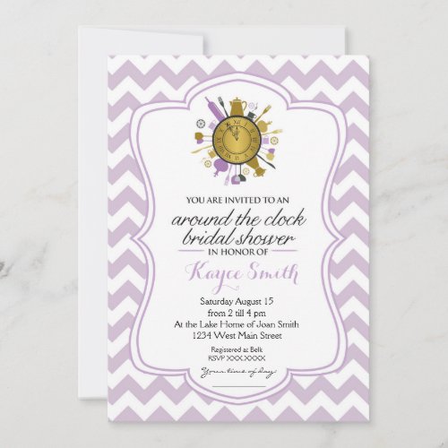 Chevron Around the Clock Bridal Shower Invitation