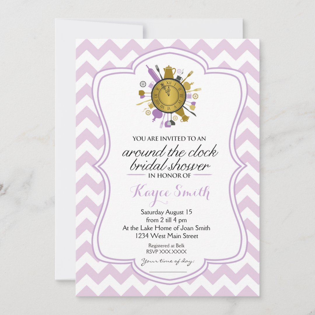 Chevron Around the Clock Bridal Shower Invitation Zazzle