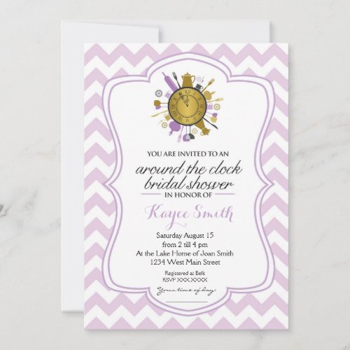 Chevron Around the Clock Bridal Shower Invitation