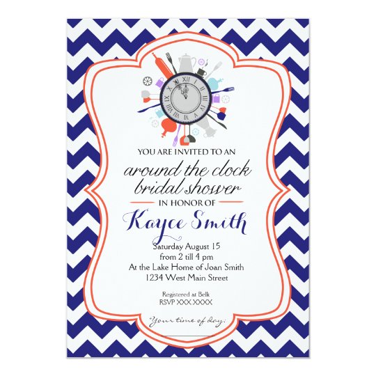 Chevron Around The Clock Bridal Shower Invitation Zazzle Chevron Around The Clock Bridal Shower Invitation