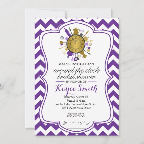 Chevron Around the Clock Bridal Shower Invitation