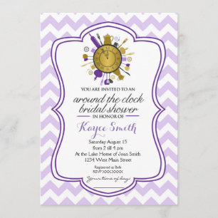 Chevron Around the Clock Bridal Shower Invitation