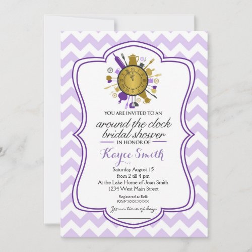 Chevron Around the Clock Bridal Shower Invitation