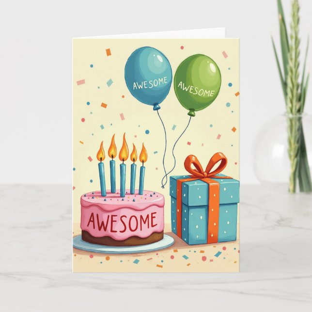 Chevron Awesome Party Card (Front)