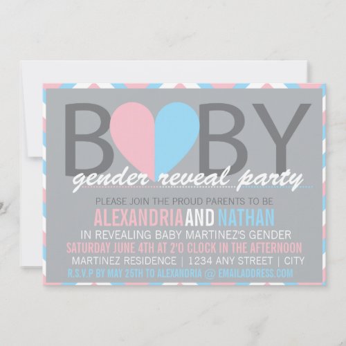 Chevron Baby Gender Reveal Party Invitation