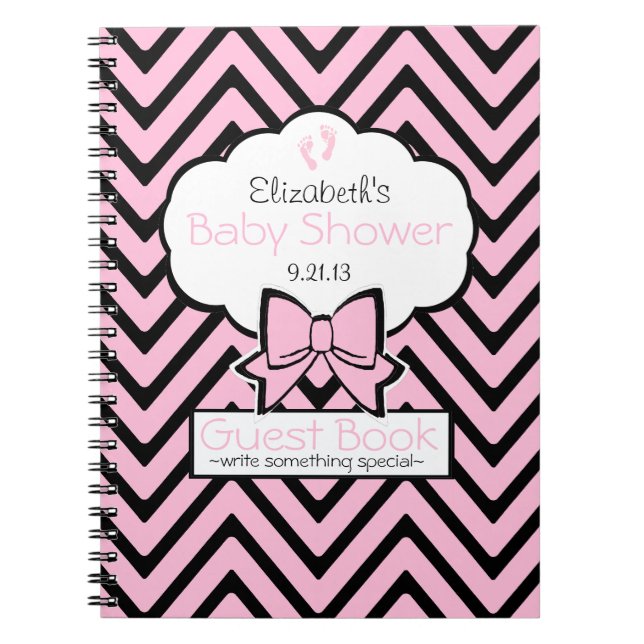Chevron Baby Shower Guest Book- Notebook (Front)
