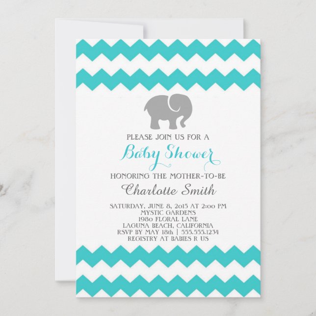 Chevron Baby Shower Invitation (Front)