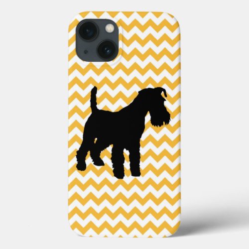 Chevron Background With Schnauzer Silhouette iPhone 13 Case