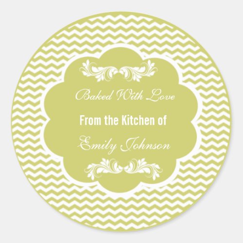 Chevron Baked With Love Stickers Gift Tags Labels