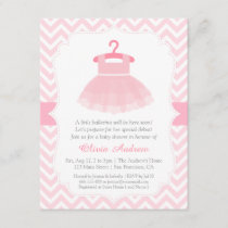 Chevron Ballerina Girl Baby Shower Invitations