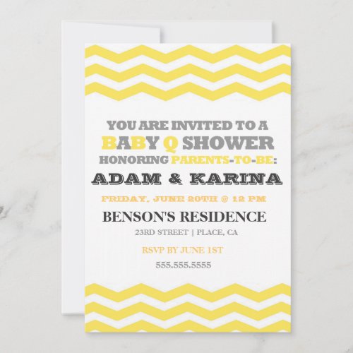 Chevron Barbecue BabyQ Baby Shower Invitation