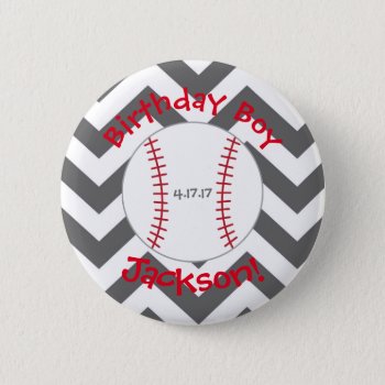 Chevron  Baseball Birthday Button- Special Bday Button by AestheticJourneys at Zazzle