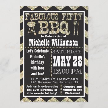 Chevron Bbq 50th Birthday Party Invitation by aaronsgraphics at Zazzle