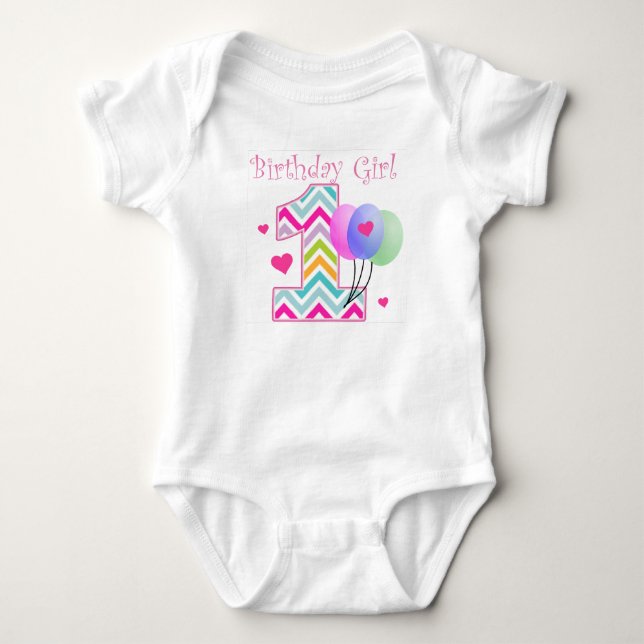 Chevron Birthday Baby 1st Birthday Baby Bodysuit (Front)