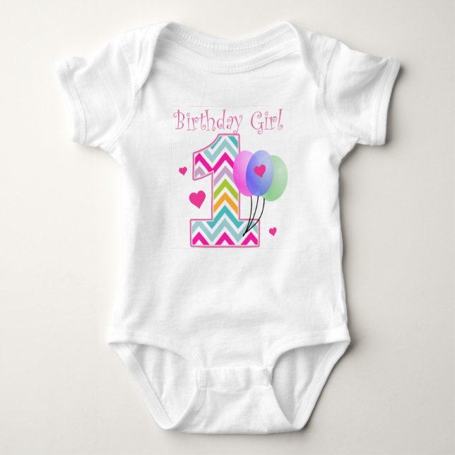 Chevron Birthday Baby 1st Birthday Bodysuit (Front)