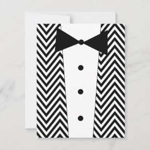 Chevron Black and White Tuxedo Invitation