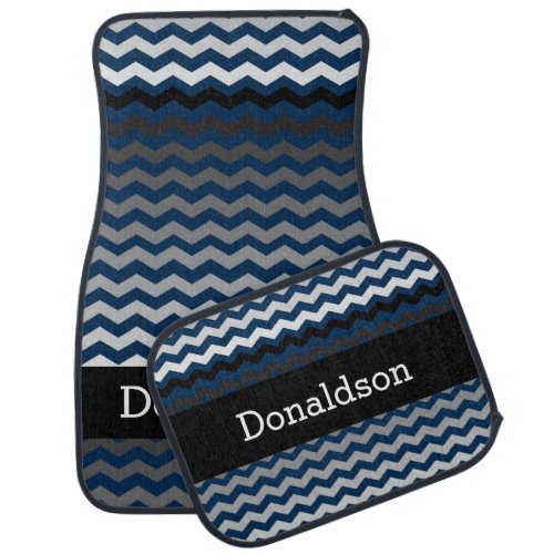 Chevron Black Gray  Blue Blend  DIY Color Car Mat