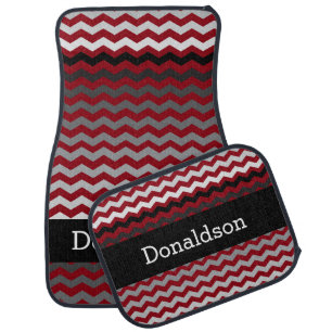 Chevron Black, Gray & Dark Red Blend DIY Color Car Floor Mat