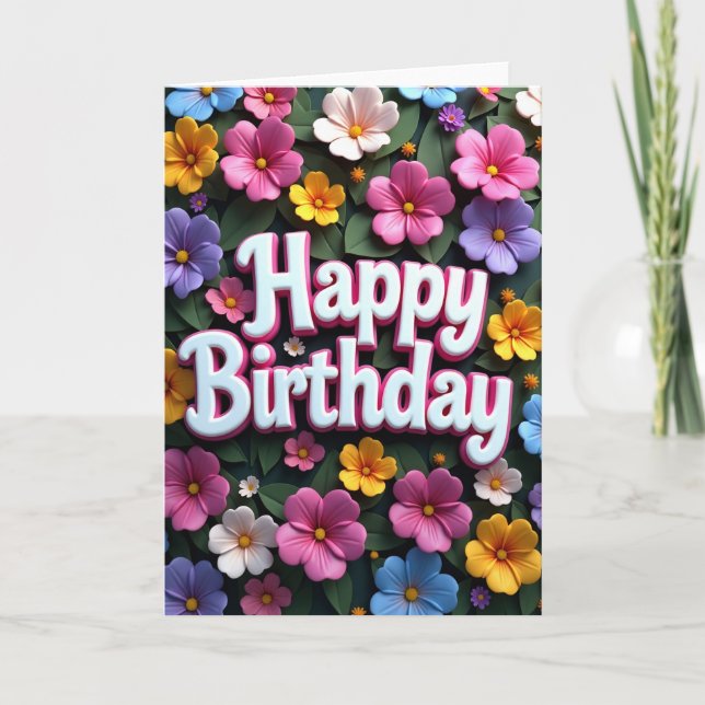Chevron Bloom Birthday Card (Front)