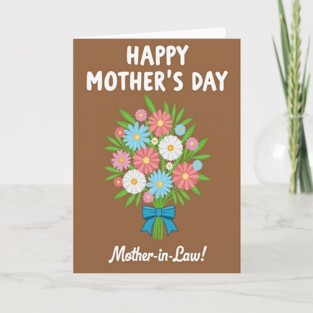 Chevron Blooms Mothers Day Card (Front)