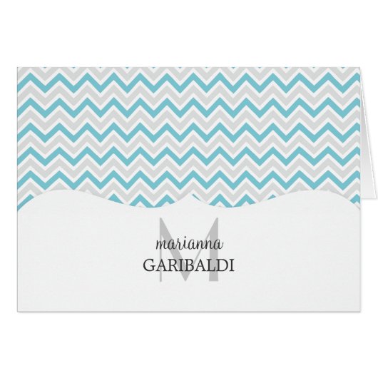 Chevron Blue and Modern Personalized Cards (Front Horizontal)