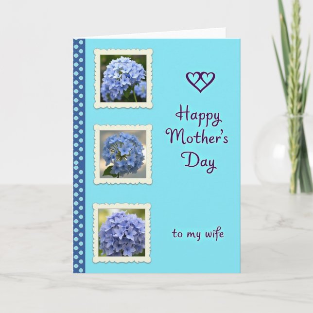 Chevron Blue Mothers Day To Wife Card (Front)