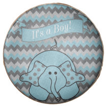 Chevron Blue Striped Cute Cartoon Elephant Chocolate Covered Oreo