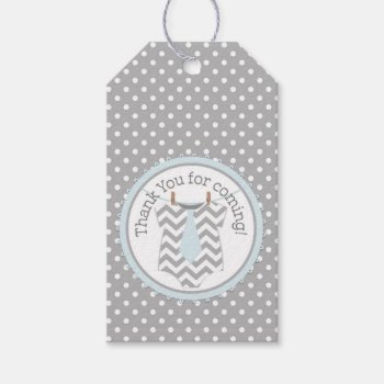 Chevron Blue Tie Jumper Baby Shower Gift Label by NouDesigns at Zazzle