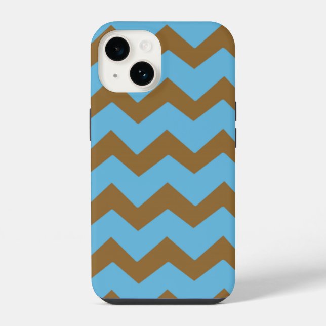 Chevron Bold Blue Brown Pattern Iphone Case (Back)