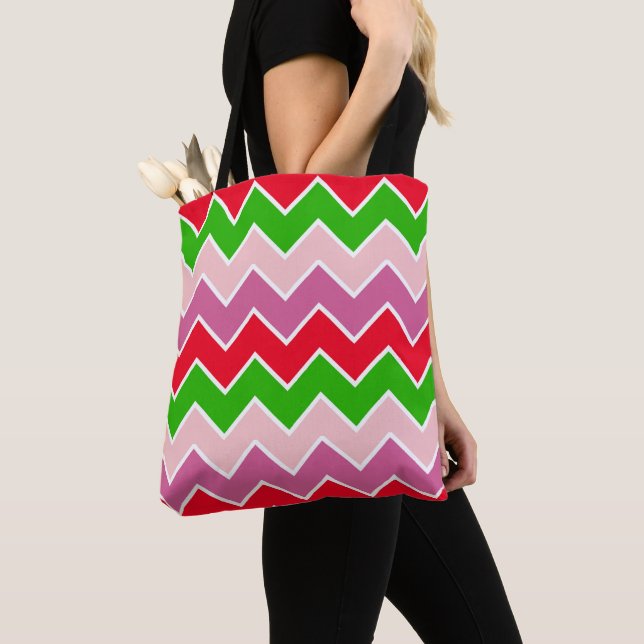 Chevron Bold Colorful Pattern Texture Tote Bag (Close Up)