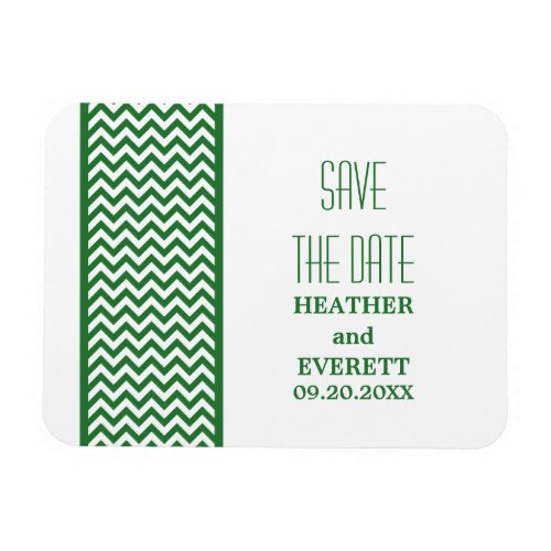 Chevron Border Save the Date Magnet Green Magnet